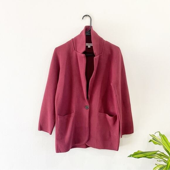 J. Crew Jackets & Blazers - J. Crew | Cecile Merino Wool Blend Knit Sweater Blazer Burgundy  BF013